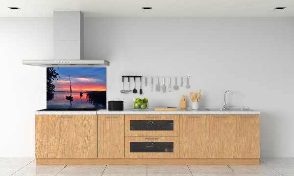 Glazen achterwand keuken Zeilboten bij zonsondergang