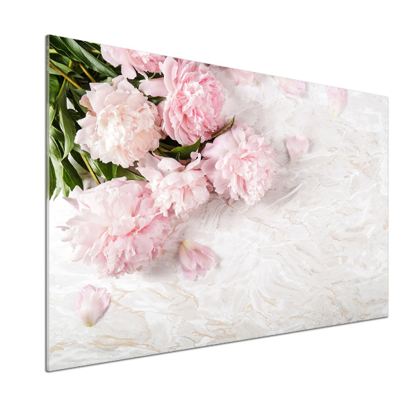 Glazen achterwand keuken Pioenrozen