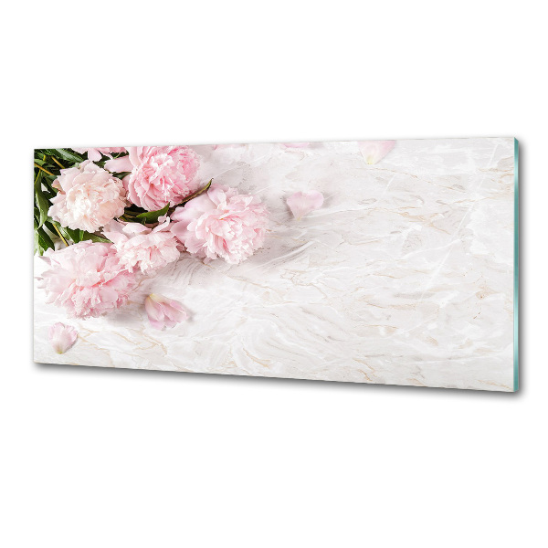 Glazen achterwand keuken Pioenrozen