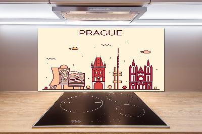 Glazen achterwand keuken Praagse gebouwen