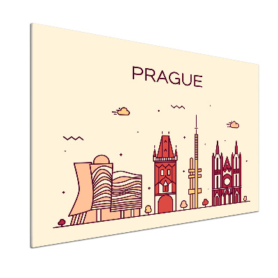 Glazen achterwand keuken Praagse gebouwen