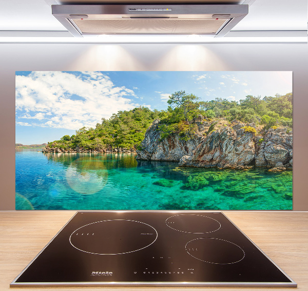 Spatscherm keuken Blauwe Lagune