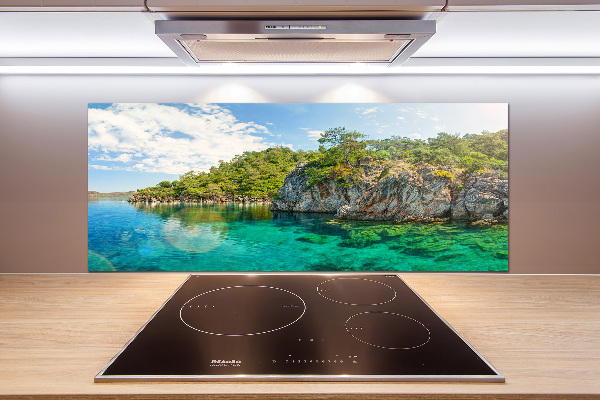 Spatscherm keuken Blauwe Lagune