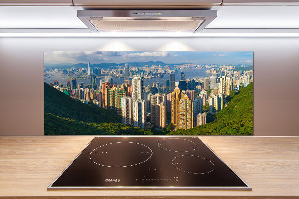 Glazen achterwand keuken Panorama van Hongkong