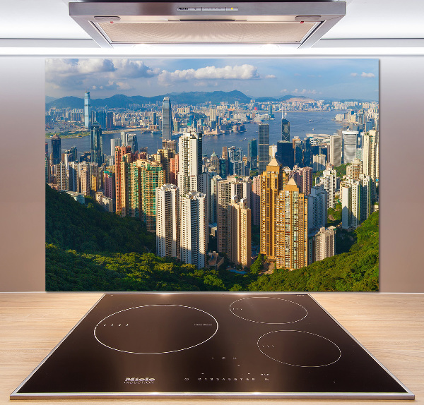 Glazen achterwand keuken Panorama van Hongkong