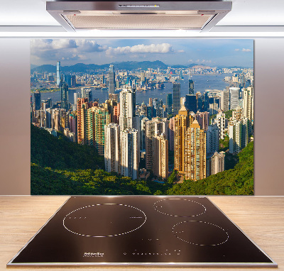 Glazen achterwand keuken Panorama van Hongkong