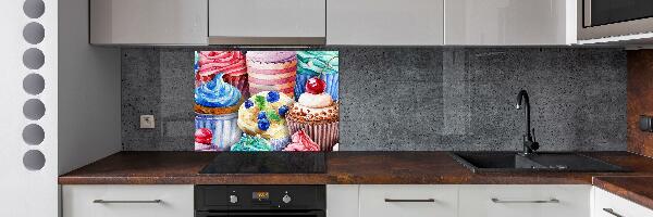 Glazen achterwand keuken Kleurrijke cupcakes