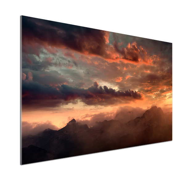 Spatplaat keuken Zonsondergang boven de bergen