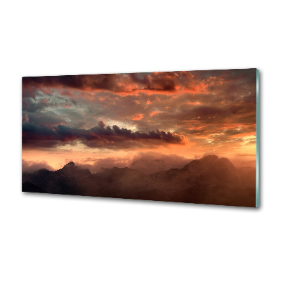 Spatplaat keuken Zonsondergang boven de bergen