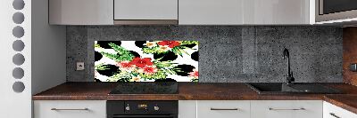 Spatscherm keuken Hawaiiaanse bloemen