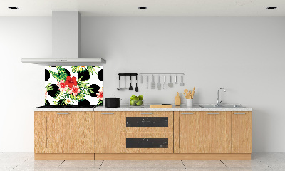 Spatscherm keuken Hawaiiaanse bloemen