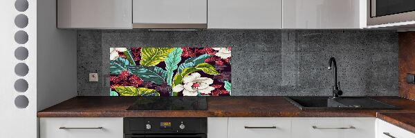 Spatplaat keuken Tropische bloemen