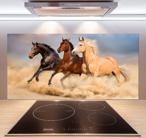 Spatscherm keuken Paarden in galop