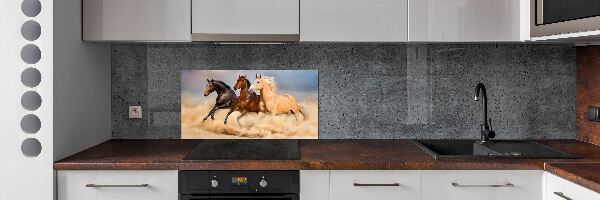 Spatscherm keuken Paarden in galop