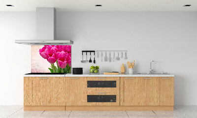 Glazen achterwand keuken Roze tulpen