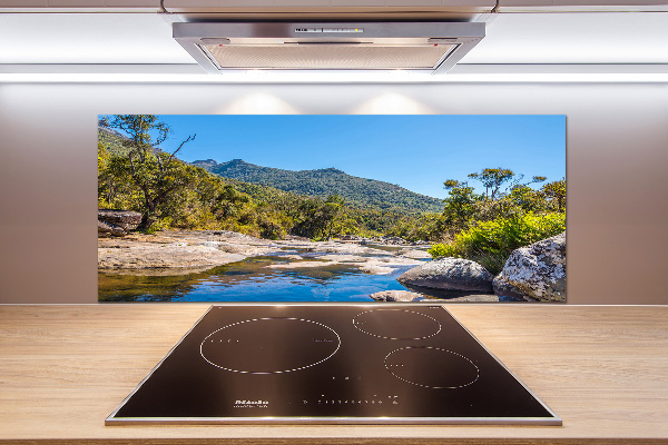 Spatscherm keuken Rivier in het bos