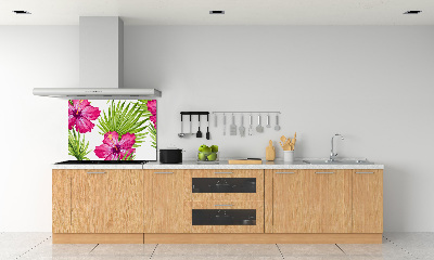 Glazen achterwand keuken Hawaiiaanse bloemen