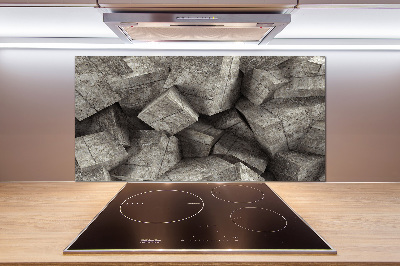 Glazen achterwand keuken Betonnen kubussen