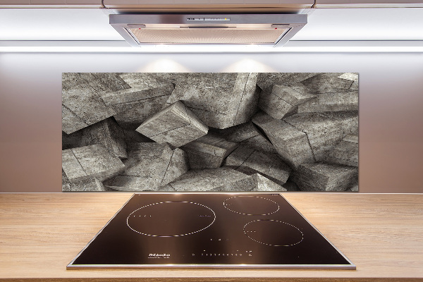 Glazen achterwand keuken Betonnen kubussen