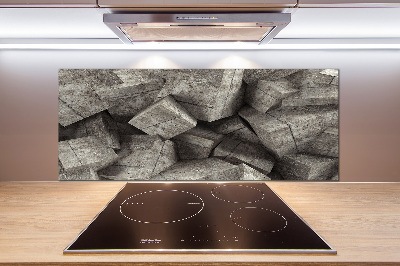 Glazen achterwand keuken Betonnen kubussen