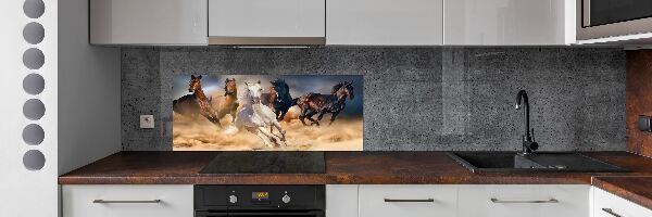 Glazen achterwand keuken Paarden in galop