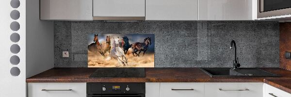 Glazen achterwand keuken Paarden in galop