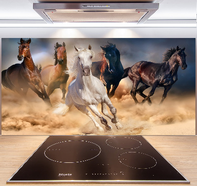 Glazen achterwand keuken Paarden in galop