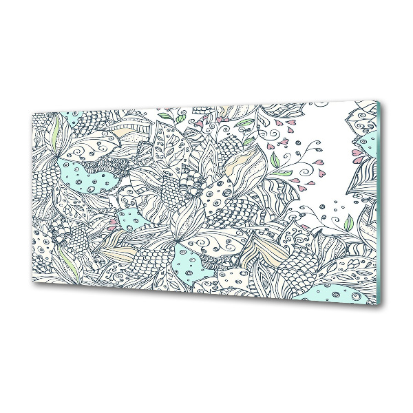 Glazen achterwand keuken Bloemenpatroon