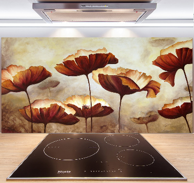 Spatplaat keuken Klaprozen