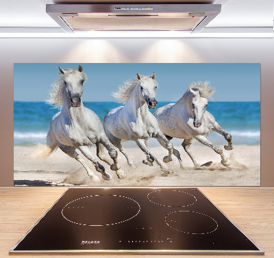 Glazen achterwand keuken Witte paardenstrand