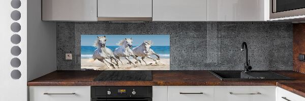 Glazen achterwand keuken Witte paardenstrand