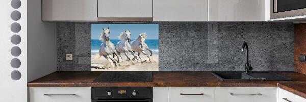 Glazen achterwand keuken Witte paardenstrand