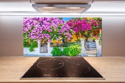 Glazen achterwand keuken Huis met bougainvillea