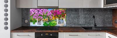 Glazen achterwand keuken Huis met bougainvillea