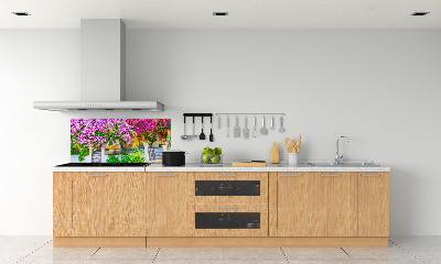 Glazen achterwand keuken Huis met bougainvillea