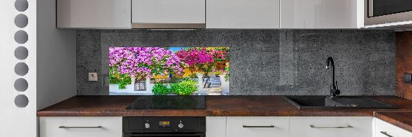 Glazen achterwand keuken Huis met bougainvillea