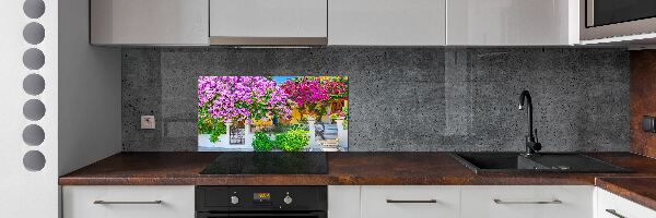 Glazen achterwand keuken Huis met bougainvillea