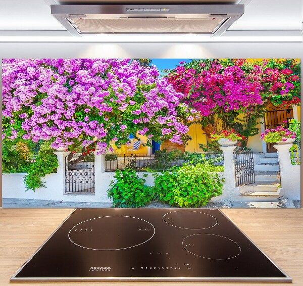 Glazen achterwand keuken Huis met bougainvillea