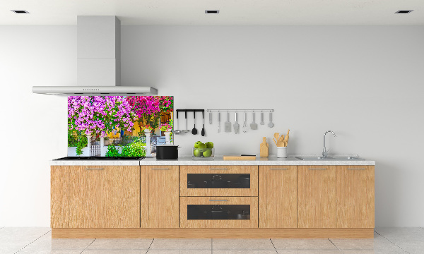 Glazen achterwand keuken Huis met bougainvillea