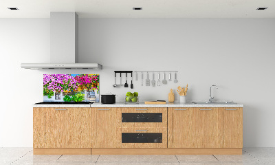 Glazen achterwand keuken Huis met bougainvillea