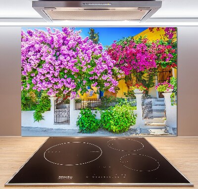 Glazen achterwand keuken Huis met bougainvillea