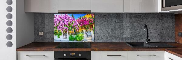 Glazen achterwand keuken Huis met bougainvillea