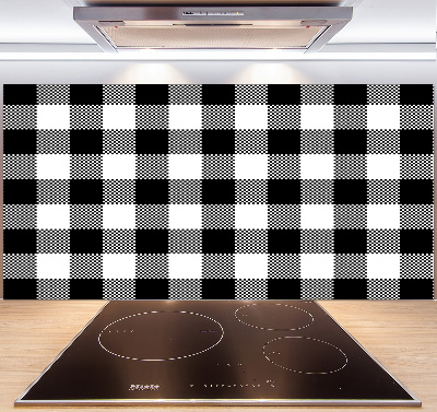 Spatscherm keuken Zwart-wit geblokt
