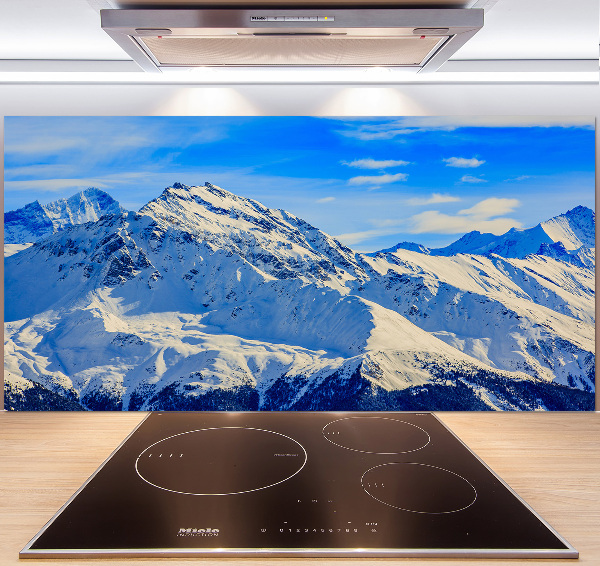 Glazen achterwand keuken De Alpen in de winter