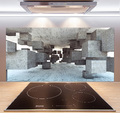 Spatscherm keuken Kubussen van beton