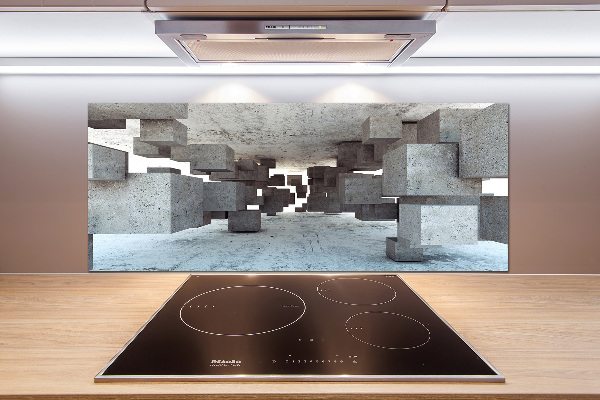 Spatscherm keuken Kubussen van beton