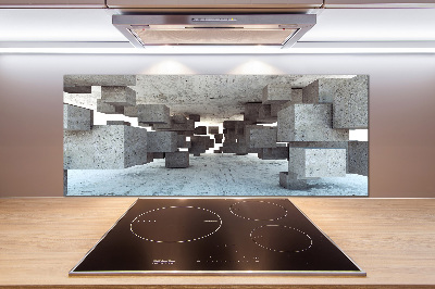 Spatscherm keuken Kubussen van beton