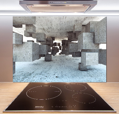 Spatscherm keuken Kubussen van beton