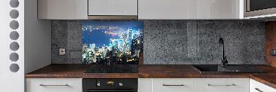 Spatscherm keuken Hong Kong 's nachts