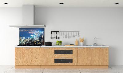 Spatscherm keuken Hong Kong 's nachts